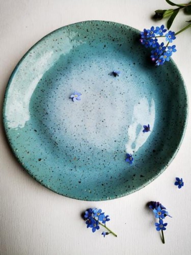 Talerzyk spodek ceramiczny 16 cm turkusowy – widok z góry, ceramika handmade