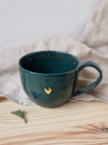 Morski kubek ceramiczny 400 ml handmade stojący na stole