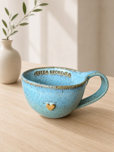 Filiżanka 300 ml turkusowa jestem spokojem.jpg